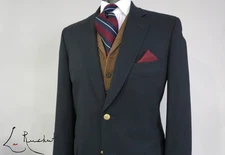 Paul Stuart Silky powder Classic navy blue gold textured button sport coat 42 L