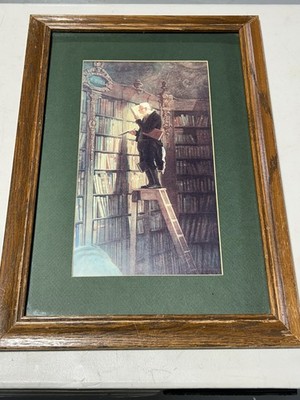 Vintage   The Bookworm   Print by Carl Spitzweg wood Framed 14.5'' x 20  