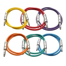 Speakers    to    TRS Patch Cables, 2 Foot Patch Cables, Pack of 6, Multi Color