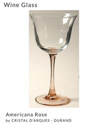 Americana Rose Cristal D'Arques Durand Pink Wine Stemware 7  Tall Good Cond.