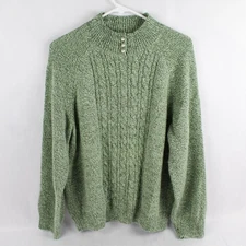 Karen Scott Sage Green Acrylic Blend Cable Knit Sweater Women's Size XL