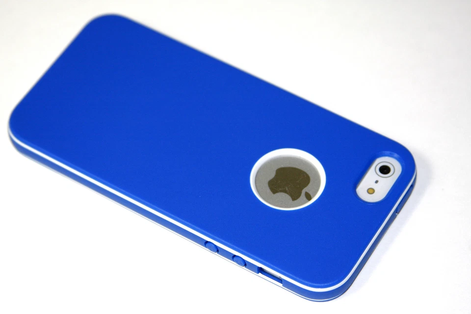 Funda protectora de gel mate de goma suave TPU ultrafina azul para iPhone 5 5S SE Foto 4 de 4