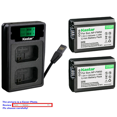 Kastar Battery LCD Dual Charger for Sony NP-FW50 BC-VW1 & ILCE-6000 Alpha a6000