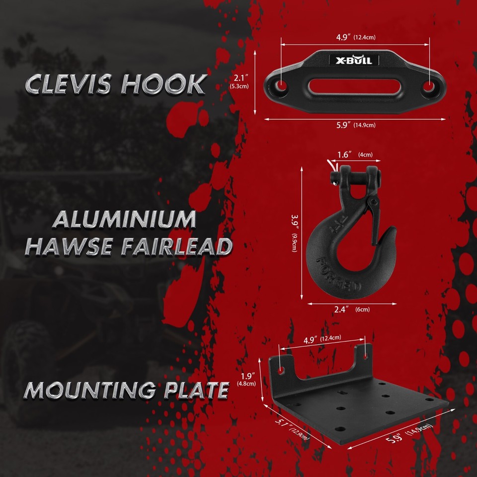 XBULL Electric Winch 4500lbs 12V Synthetic Rope for Towing Truck ATV