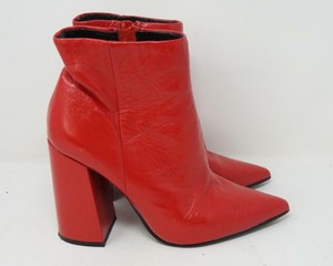 red leather bootie