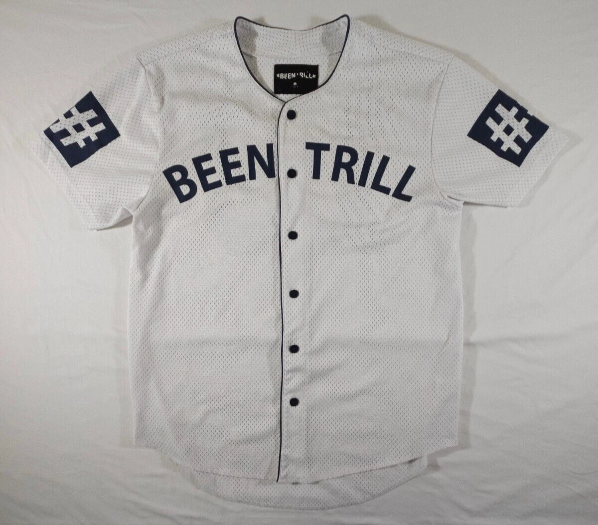 Maillot De Baseball Been Trill – Rayures Blanc Et Marine, Streetwear, Taille L Homme