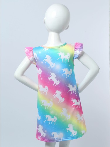 Kids Sleepwear Dress Girls Rainbow Nightdress Princess Nightgown Pajamas Clothes - Bild 4 von 22