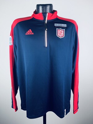 Men's Adidas NHL Team USA 2016 World Cup 1/4 Zip Polyester Pullover NWT Large
