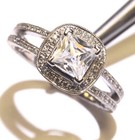 18k white gold .23ct 5x5mm princess halo diamond semi mount engagement ring 7 — photo 9