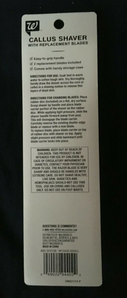 Afeitadora Walgreens Callus - Un mango, 2 hojas Foto 2 de 2
