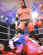 El Hijo del Fantasma & Psycho Clown Texano Jr Signed 11x14 Photo BAS COA AAA NXT