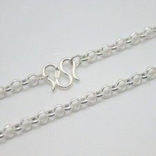 Pure 999 Fine Silver Chain For Women Men 4.5mm Rolo Link Necklace 18inch /15-16g