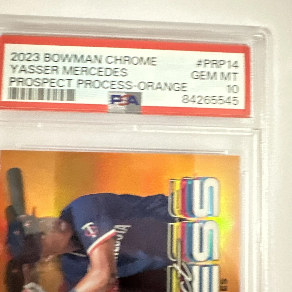 2023 Bowman Chrome Yasser Mercedes #PRP14 Prospect Process Orange Ref /25 PSA 10 - Image 4 of 4