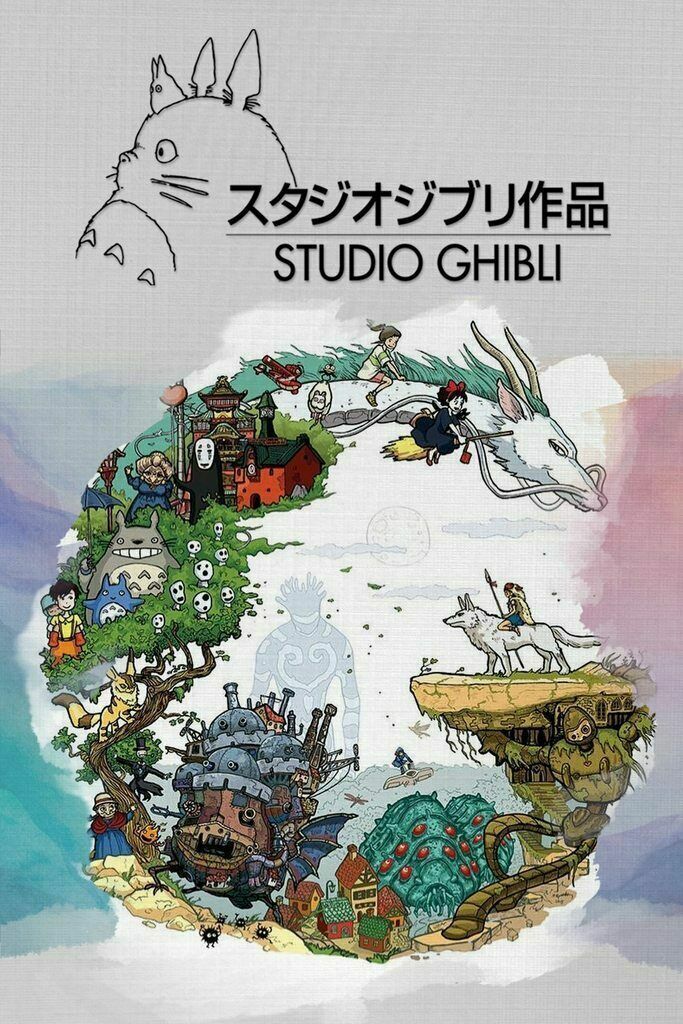 Japan Anime Studio Ghibli Tribute Classic Comic Movie Poster Art Fabric  X-348