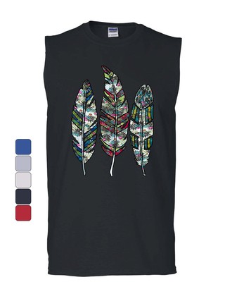 Three Feathers Muscle Shirt Cute Nature Wildlife Ornament Colorful Sleeveless