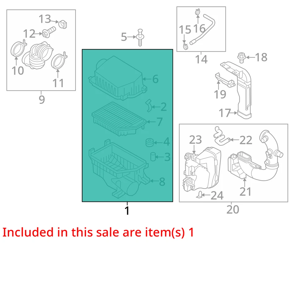 2013 KIA RIO воздухоочиститель в сборе FWD 1.60L б/у OEM 100K миль 281101W100 - Изображение 3 из 4