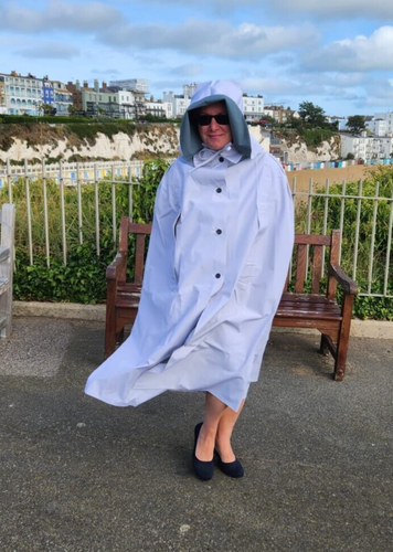 Opal White Rubber Proofed Rainwear Cape - Medium-Large