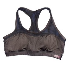 Nicole Miller Sheer Trim Racerback Sports Bra Black Size Medium