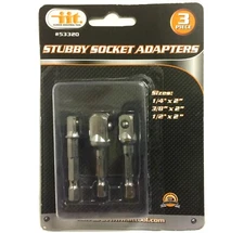 IIT 3PC Stubby Socket Adapters Or Power Extension, Bar Drill Bit Extension Set