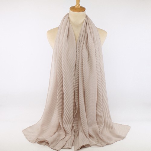 Women Solid Linen Cotton Scarf Twill Pleated Shawl Wrap Long Wide Soft Scarves - Picture 13 of 30