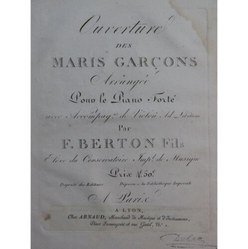 Berton F. Garn Les Maris Boys Blende Piano Geige ca1810 - Picture 1 of 4