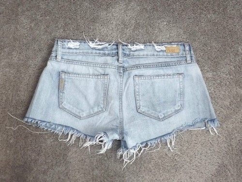 Pantaloncini donna PAIGE Madison bottoni davanti orlo grezzo lavaggio pilota effetto invecchiato taglia 26 - Foto 3 di 3