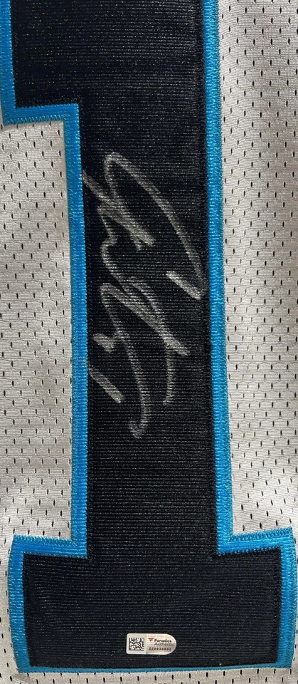 Camiseta de futebol Cam Newton autografada Carolina Panthers fanáticos autêntica - Imagem 4 de 4