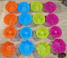 SILICON CUPCAKE MUFFIN MOULDS 16 Pieces FOUR Sizes and Shapes RE-USABLE