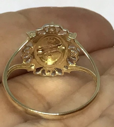 GOLD Ring 14k virgin Mary guadalupe cz oval 1.7g size 7 5 6 8 9 - Picture 6 of 12