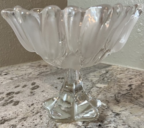 VTG Mikasa Crystal Satin Tulip Footed 7" Bowl Compote Flower Glass Raised Dish - Picture 9 of 12