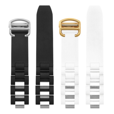 Silicone Rubber Watch Band For Cartier 21 Chronoscaph W10198U2 W10125U2 W10197U2