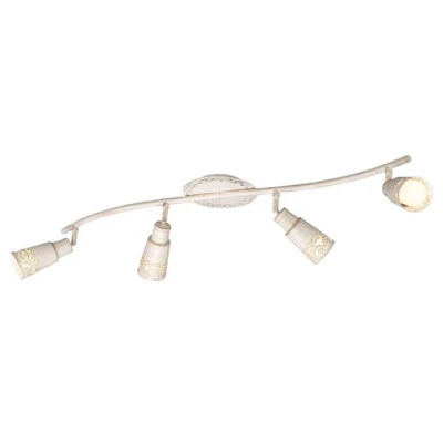 Energiespar Spot Kajam 4-flg. Spotleiste Spotbalken Rustikal 4x E14 7W Weiß Gold - Bild 1 von 2