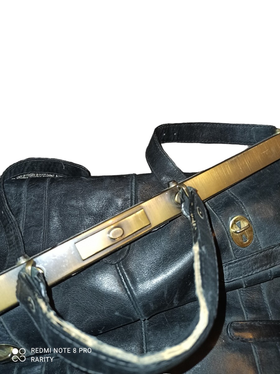 Sac De Voyage Vintage En Cuir Noir - Années 1960 - Style Rétro Sans Marque