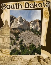 South Dakota Border Style Engraved Wood Picture Frame Portrait (5 x 7)