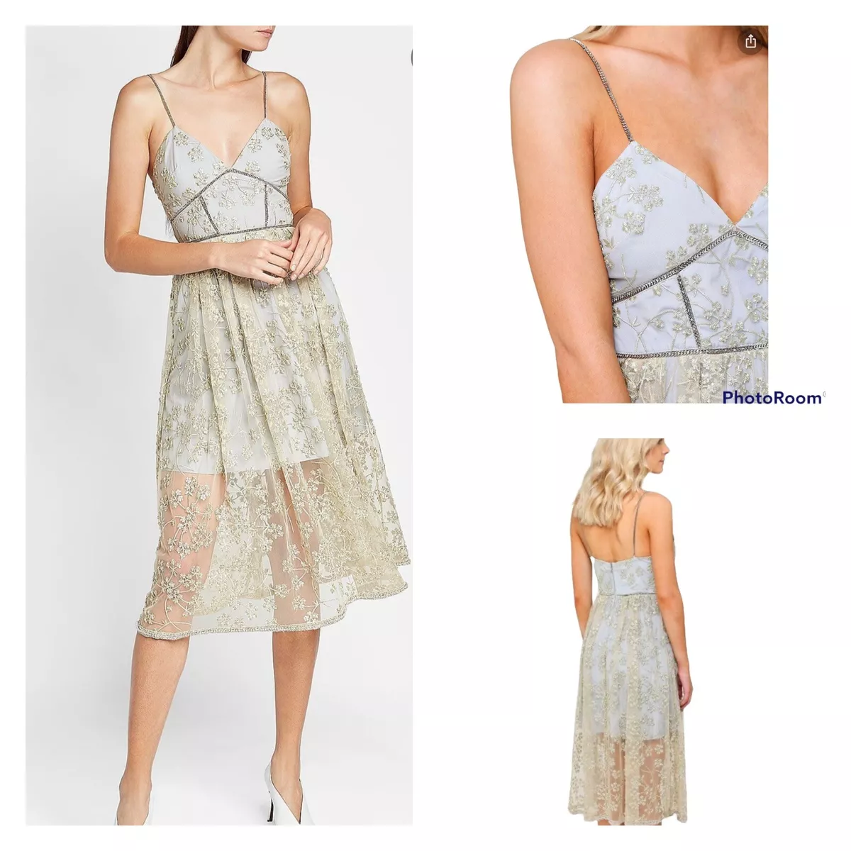Self portrait floral embroidered midi dress 2025
