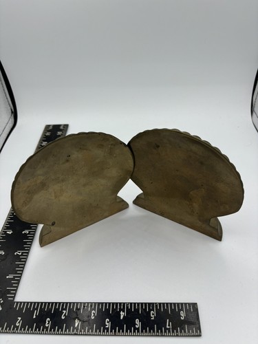 VTG Solid Brass Nautical Seashell Clam Shell Bookends Ocean Decor Taiwan 5”x 5” - Picture 4 of 4
