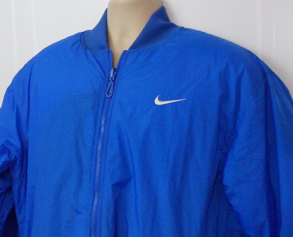 Vintage NIKE SWOOSH Reversible Puffer Jacket Blue Embroidered Size 