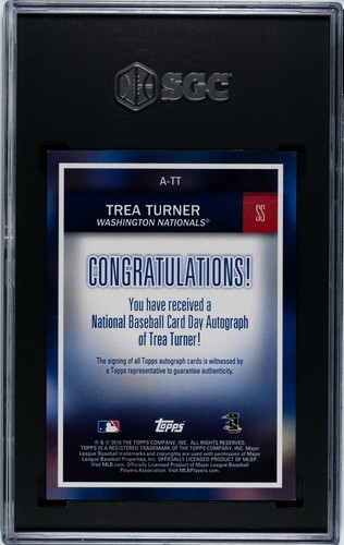 2016 Topps National Baseball Card Day #A-TT Trea Turner RC Auto #/160 SGC 9/10 - Picture 2 of 2