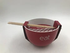 Boston Warehouse Ceramic 6in Red Eat Noodle Bowl with Chopsticks AA02B57001