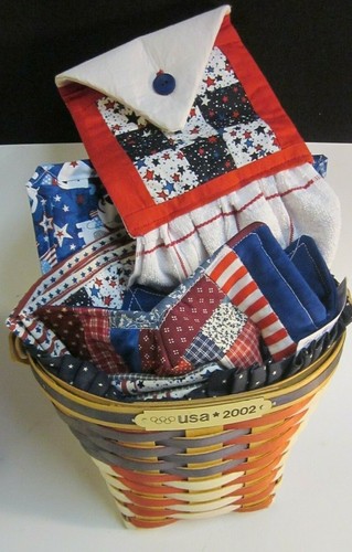 Patriotic Red White Blue Kitchen Basket Towel Hot Pads Soup Cozy Table Pad nk