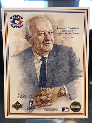 1993 UPPER DECK HEROES OF BASEBALL EWING M. KAUFFMAN HOF PROMO SHEET #/42,600