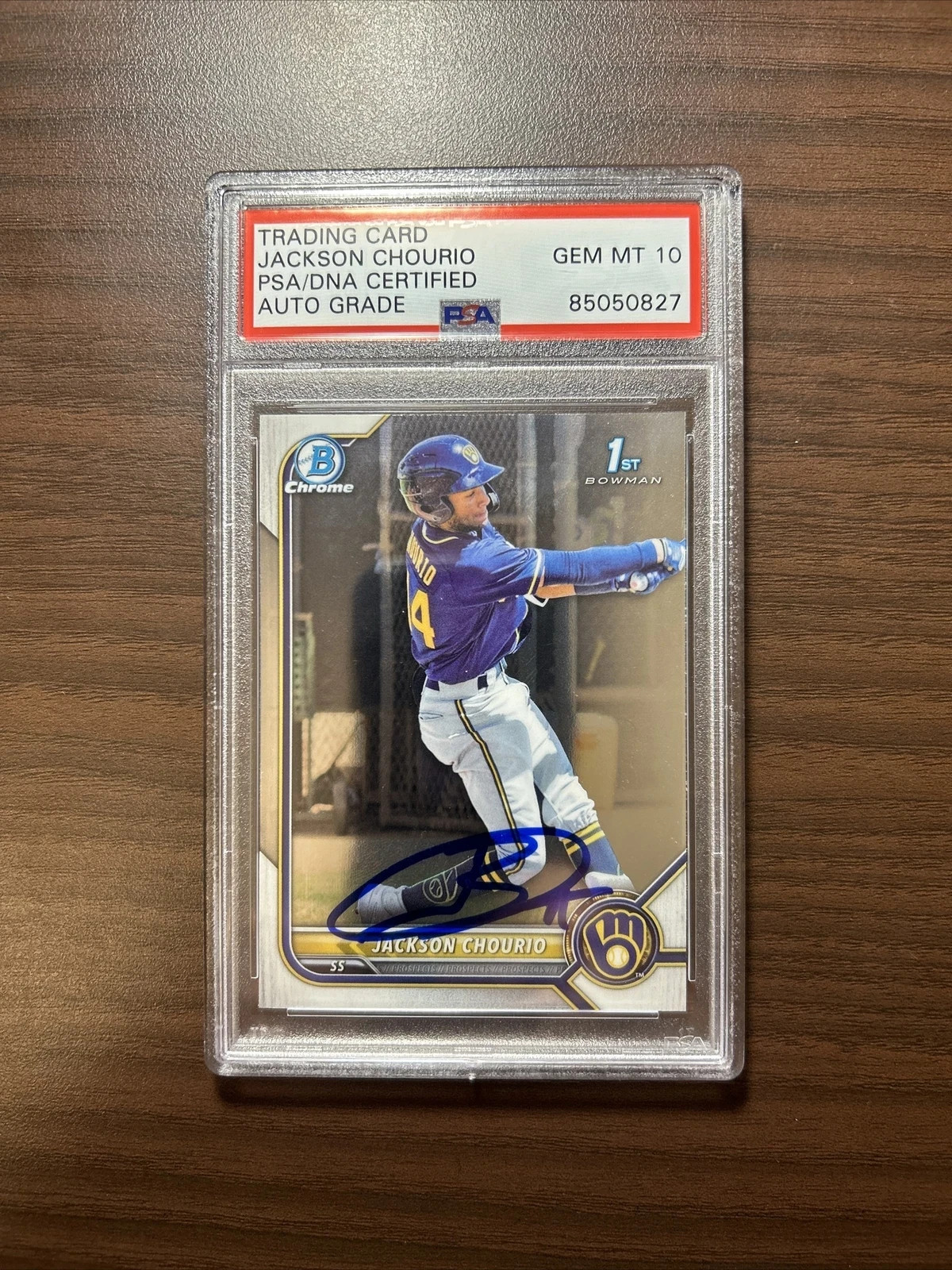 Jackson Chourio 2022 Bowman Chrome AUTO PSA 10 GEM MINT BREWERS #79