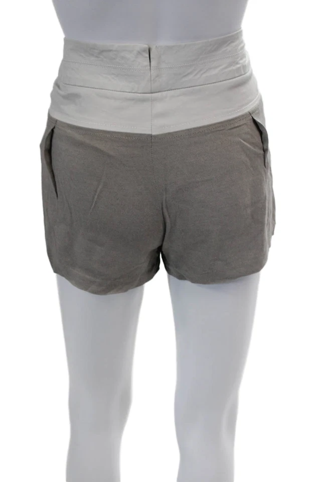 Helmut Lang Womens Pleated Front High Rise Zip Up Shorts Gray Size 0 - Image 3 of 4