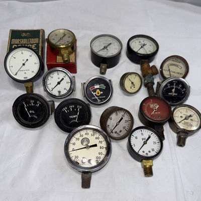 #ad Lot Vintage Industrial Pressure Gauges Ashcroft US Gauge Marshalltown Steampunk $59.99