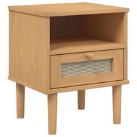 Nachttisch Nachtschrank Nachtkommode Senja Braun 40X35X48 Cm Massivholz Kiefer