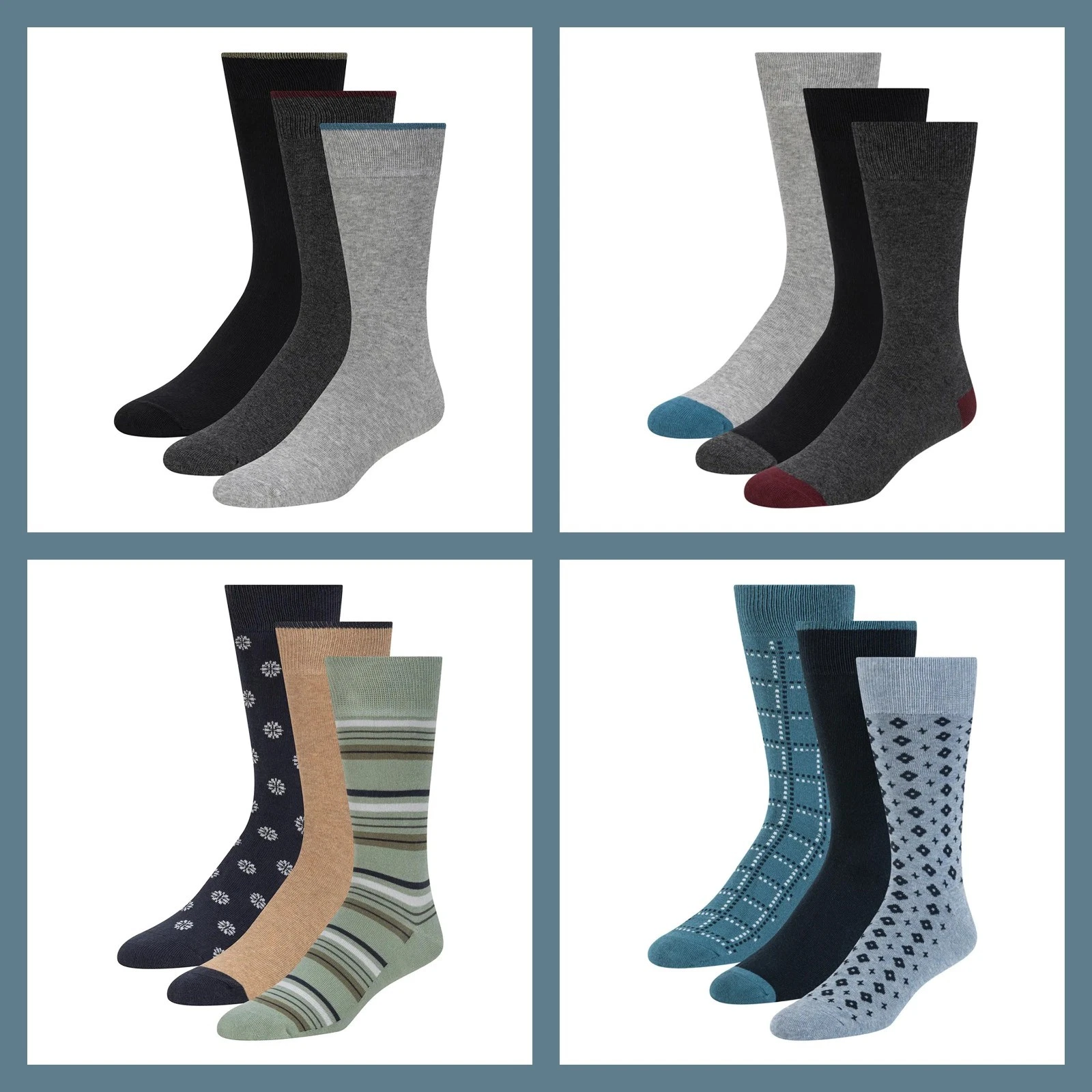 Ted Baker Men's Multi Pack of 3 Non Terry Crew Cotton Blend Socks, UK 7-11