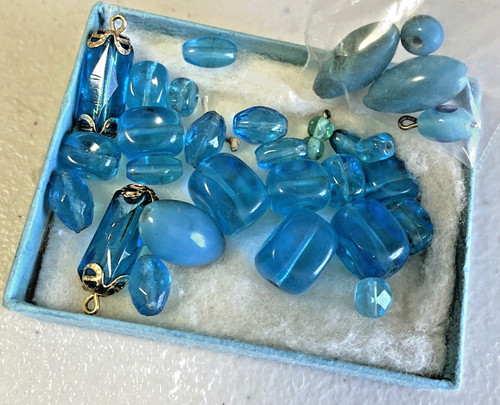 Aqua glass bead lot beads jewelry making Turquoise Blue Plus Antique Vintage