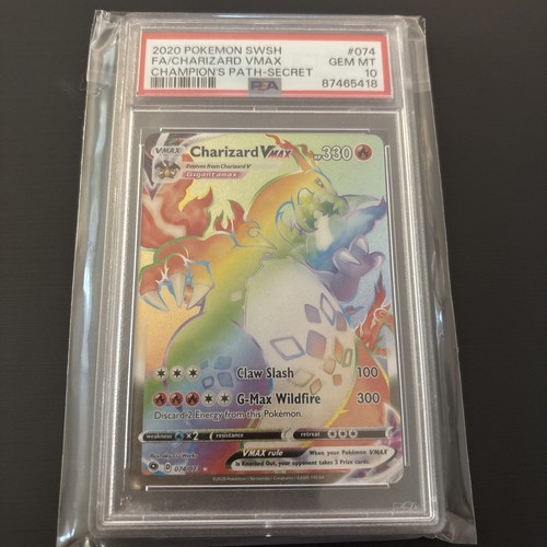 PSA 10 Gem Mint Charizard VMAX 74/73 Champion’s Path Rainbow Secret Rare