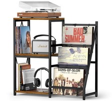 3-Tier Record Player Stand with Vinyl Record Storage Holds Up to 200 Albums, ...
