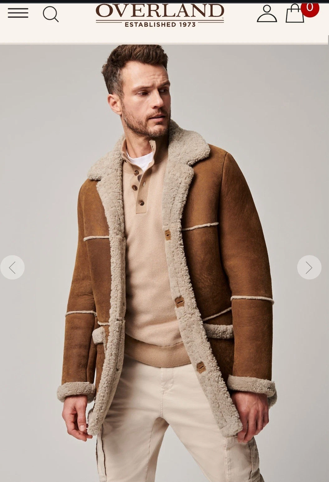 Overland Men's Sheepskin Rancher Coat Lined Pockets Button Brown Beige 2XL image 4